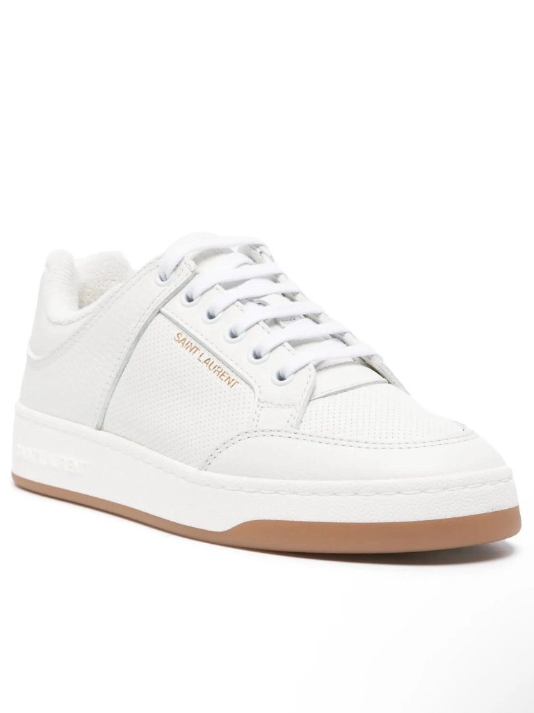 Saint Laurent Ysl Sl/61 Lace-Up White Leather Sneakers